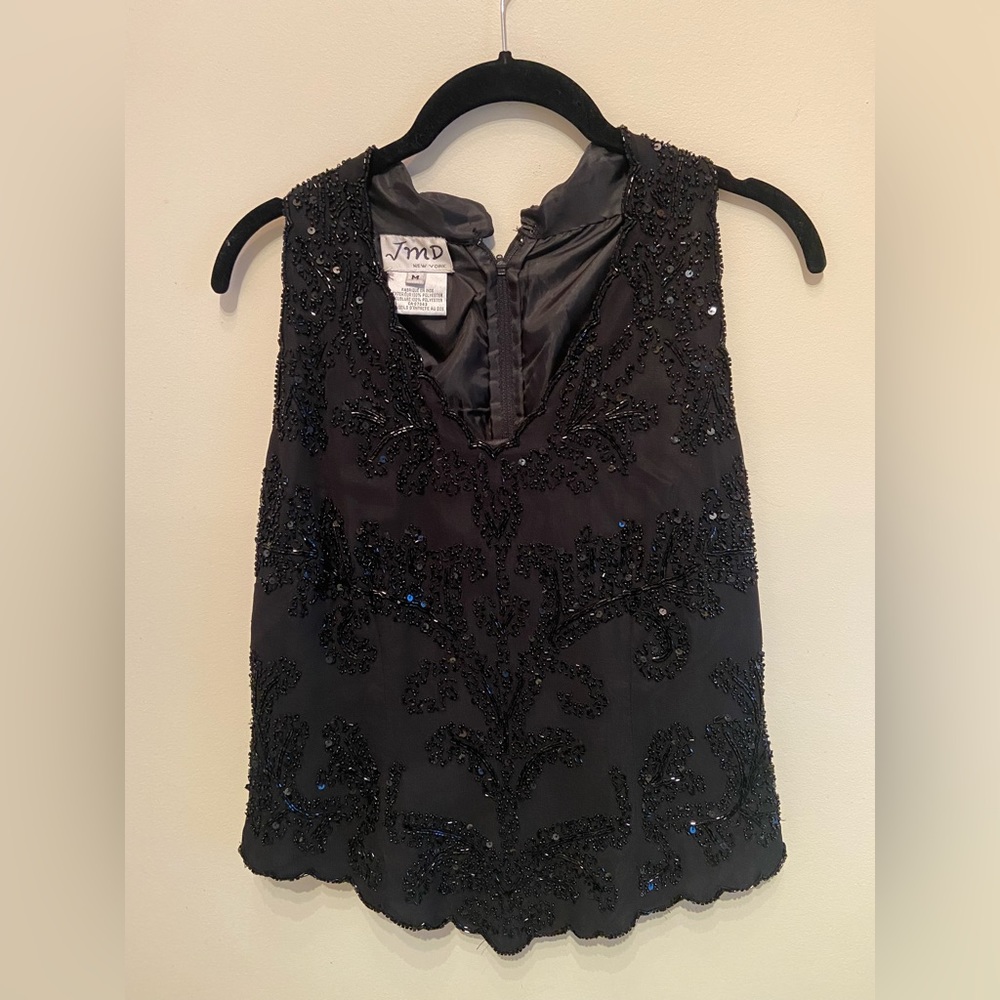 Vintage JMD Black Beaded Top